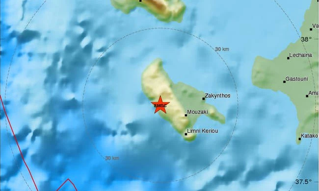 Νέος σεισμός πριν λίγο στη Ζάκυνθο